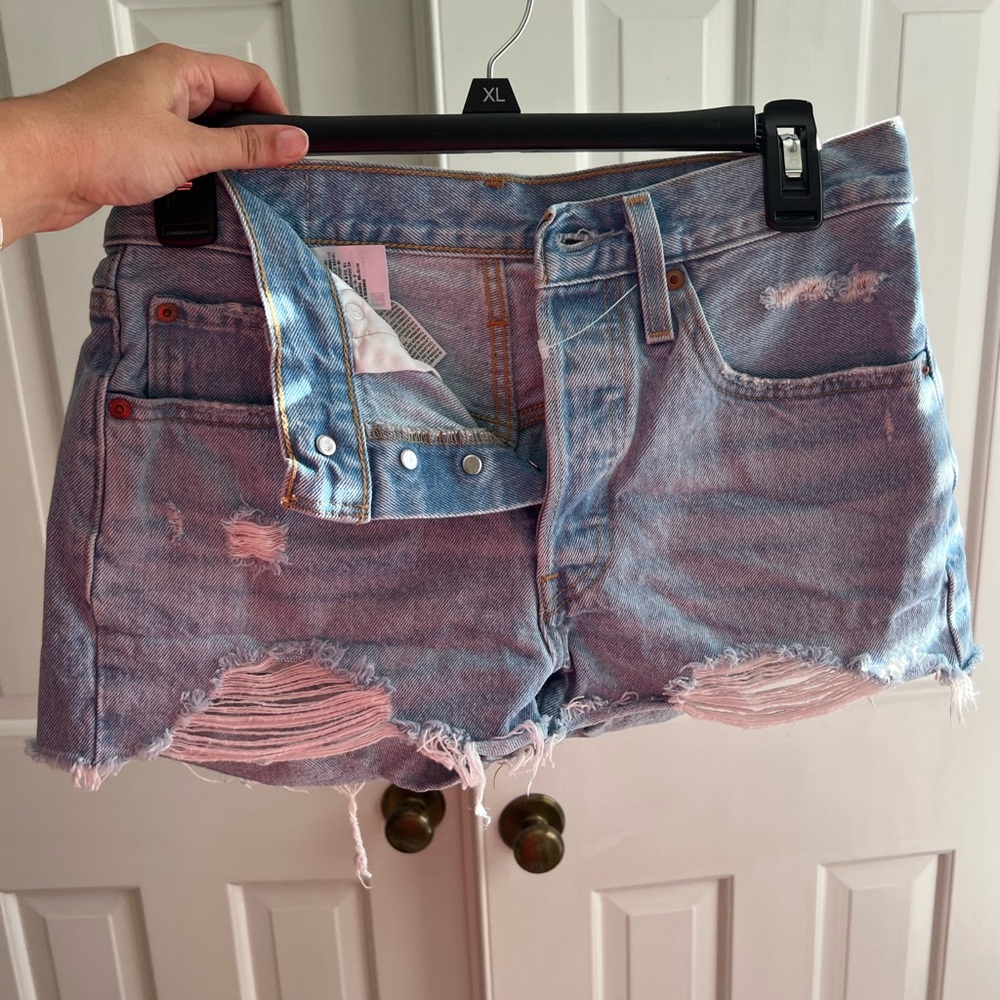 Levi's Light Blue Distressed Jean Shorts